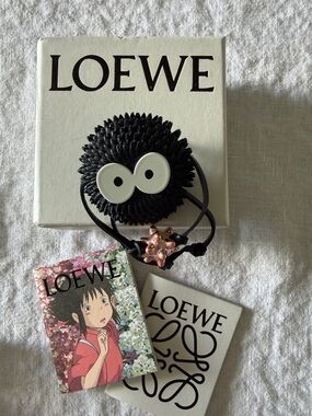 LOEWE Spirited Away Black Soot Sprite Hair Bag Charm with Rose-Gold Star